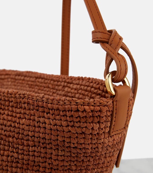 Slit Small raffia basket bag