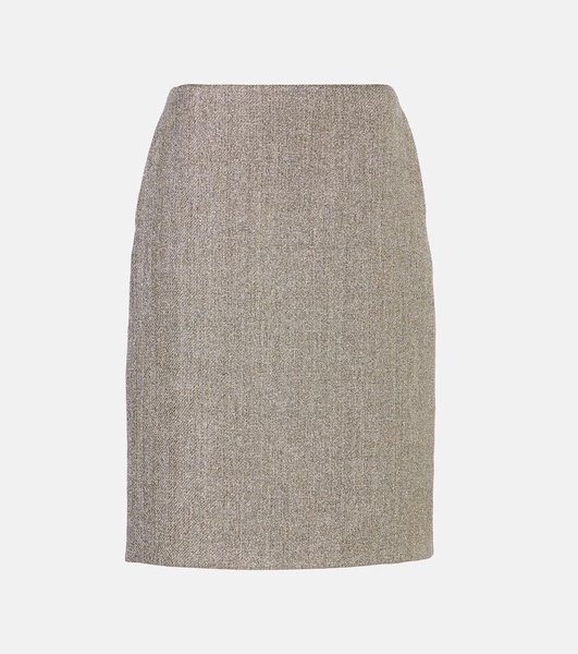 Corinna Lamé Canvas Pencil Skirt