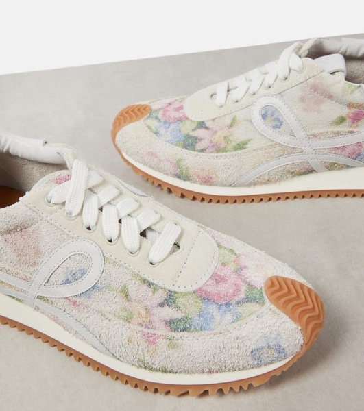 Flow Runner floral brushed suede sneakers