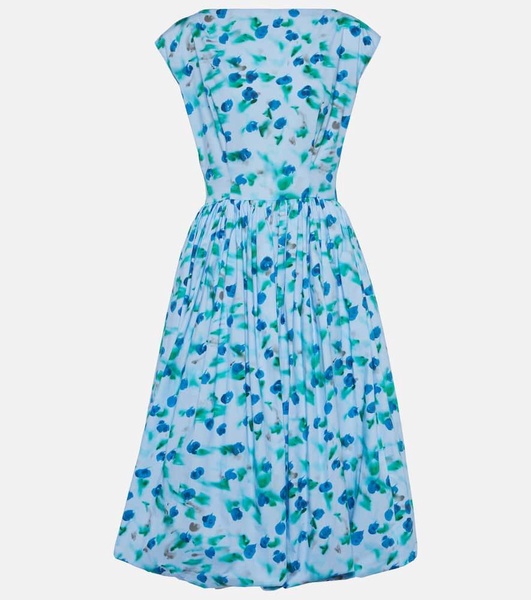 Floral cotton poplin midi dress