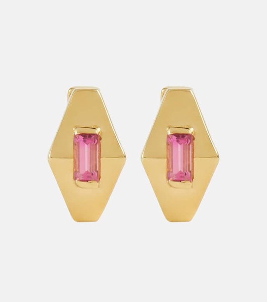 Deco Rombo Mini 9kt gold earrings with tourmaline