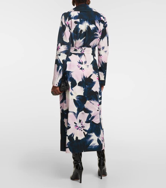 Floral printed trench coat