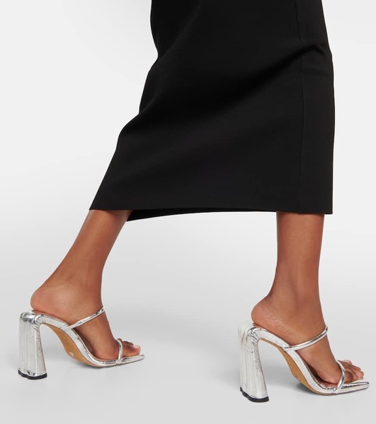 Square Slide metallic leather sandals