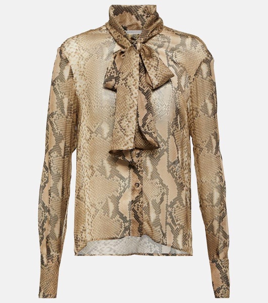 Snake-print silk blouse