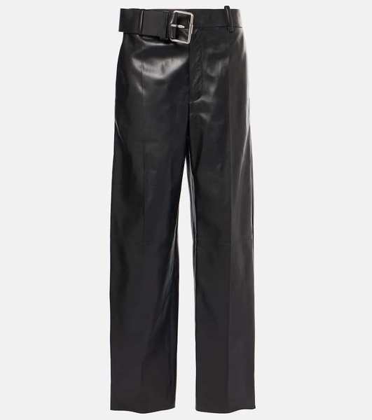 Leather straight pants