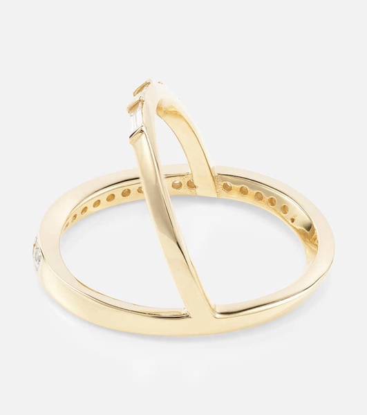 14kt Y-bar gold ring with diamonds