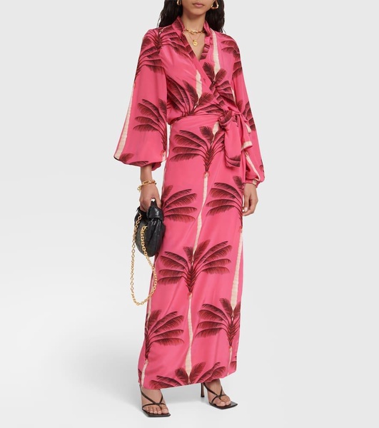 Printed silk crêpe de chine wrap dress