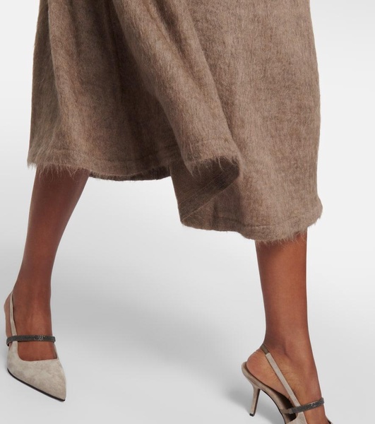 Wool-blend midi skirt