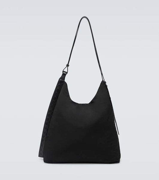 Leather-trimmed tote bag