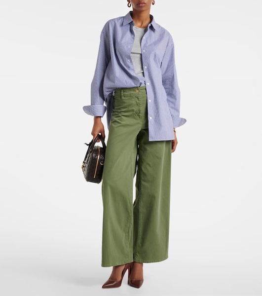 Megan high-rise cotton wide-leg pants