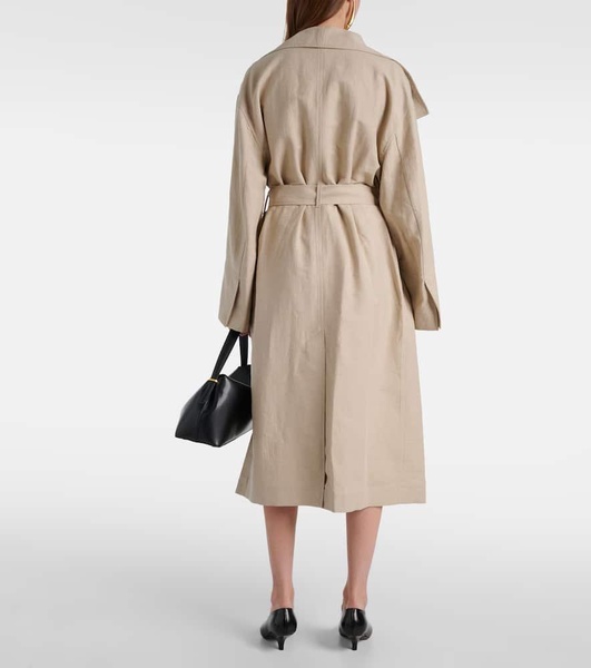 Signature linen-blend trench coat