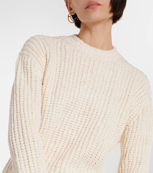 Ribbed-knit silk sweater