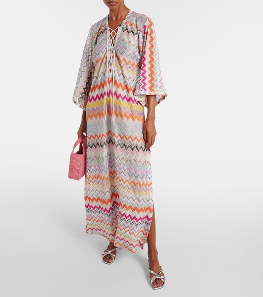 Zigzag lamé beach cover-up