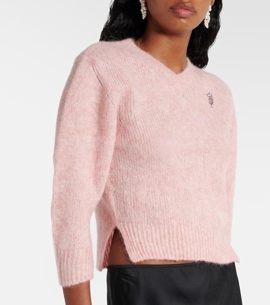 Cropped alpaca and wool-blend sweater