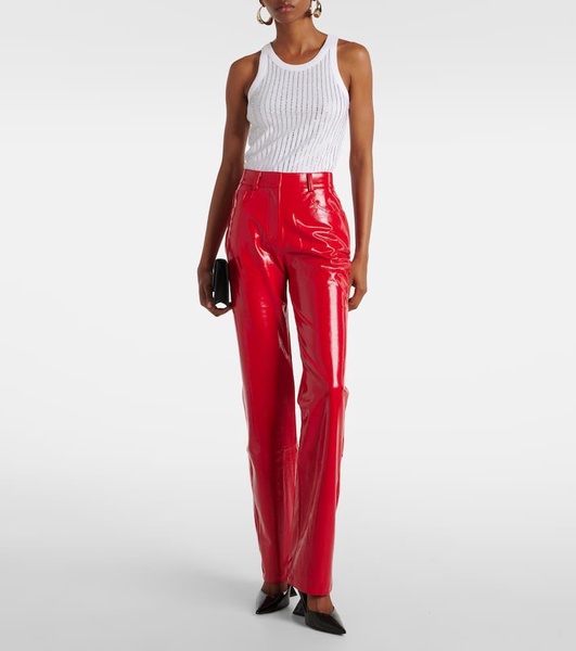 Faux leather bootcut pants