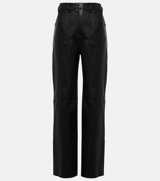 Benny high-rise leather straight pants