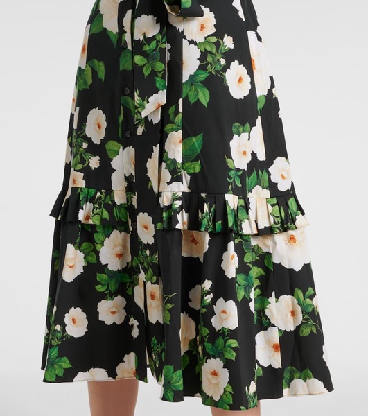 Floral cotton-blend midi dress