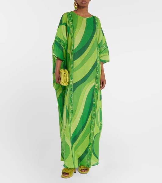 Pesci cotton voile long kaftan dress