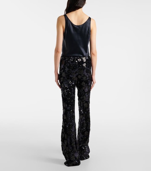 Sequin high-rise flare pants