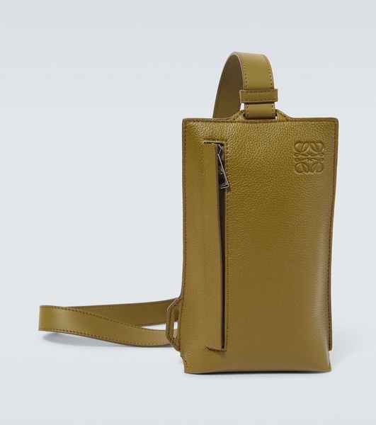 Vertical T Pocket leather crossbody bag