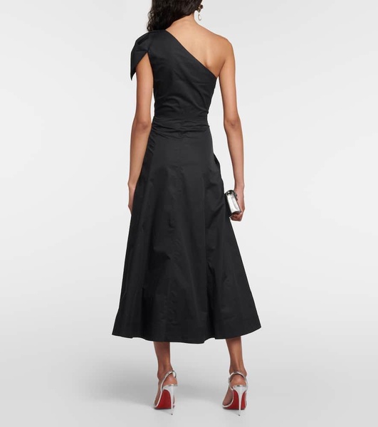 One-shoulder cotton poplin midi dress