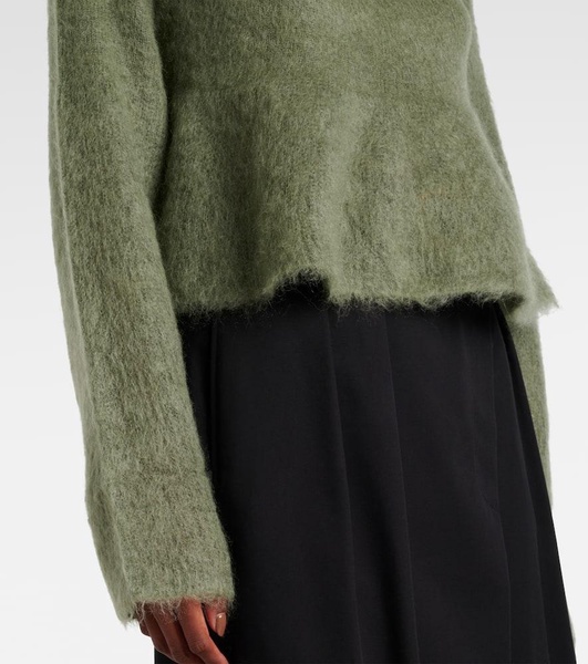 Peplum mohair-blend polo sweater