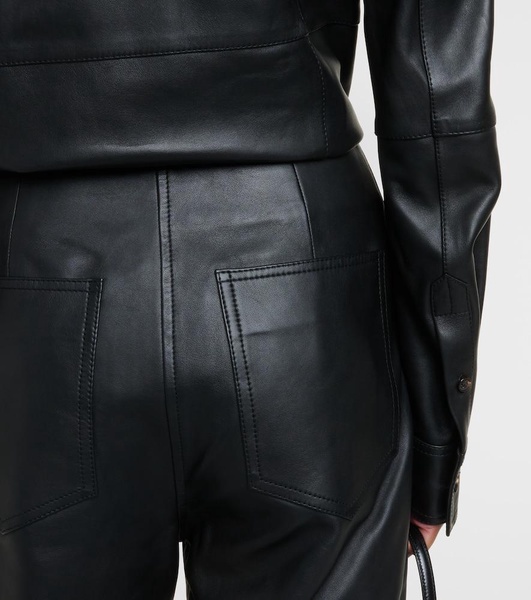 High-rise leather wide-leg pants