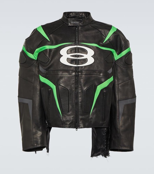 Logo leather jacket