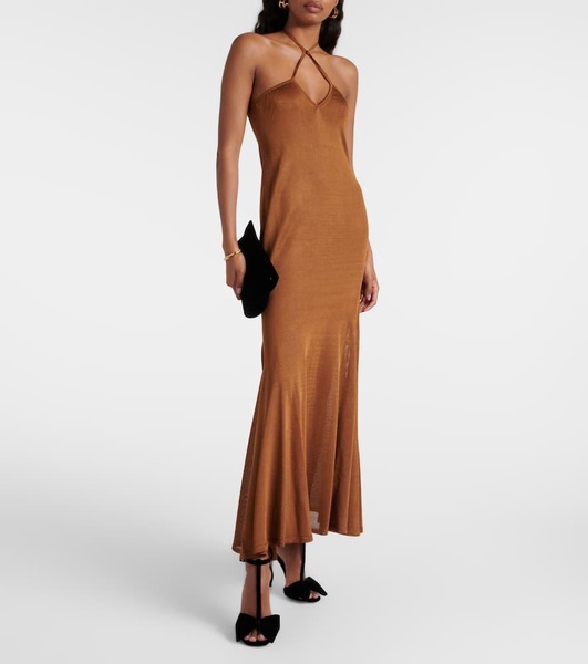 Halterneck jersey maxi dress