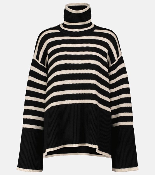 Striped turtleneck wool-blend sweater