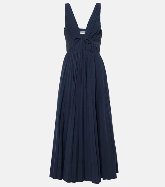 Stephanie plissé cotton-blend gown