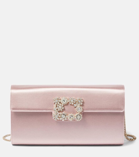 Flower Strass satin clutch