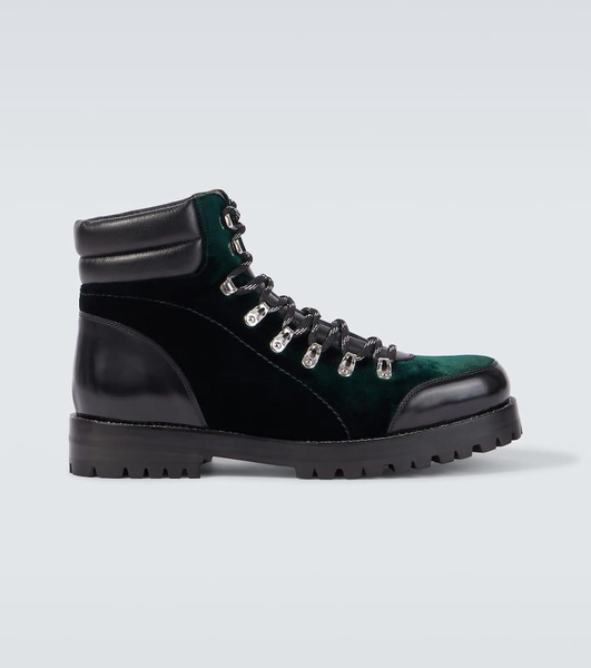 Janka leather-trimmed velvet combat boots