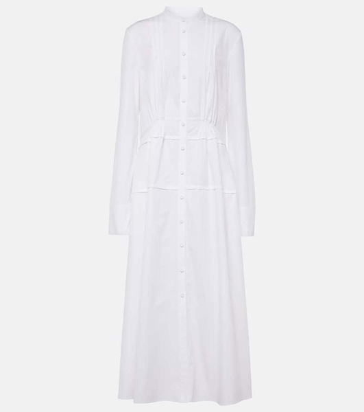 Pleated cotton shirt dress