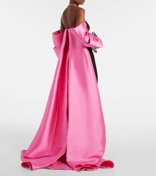 Kyla caped twill and crêpe gown