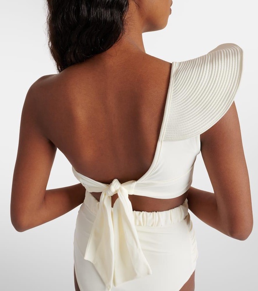 Ruffled one-shoulder bikini top