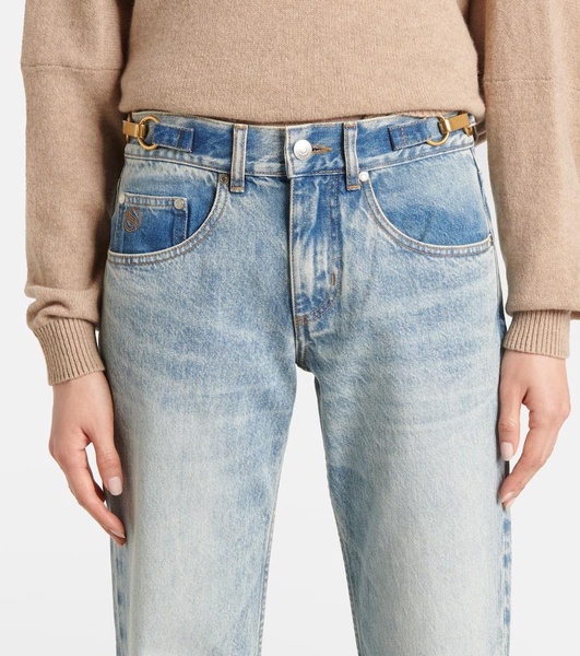 Low-rise flared jeans