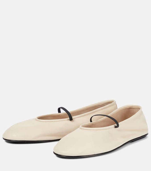 Elastic leather ballet flats