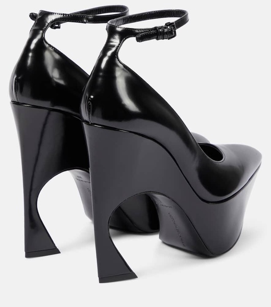 Leather platform pumps