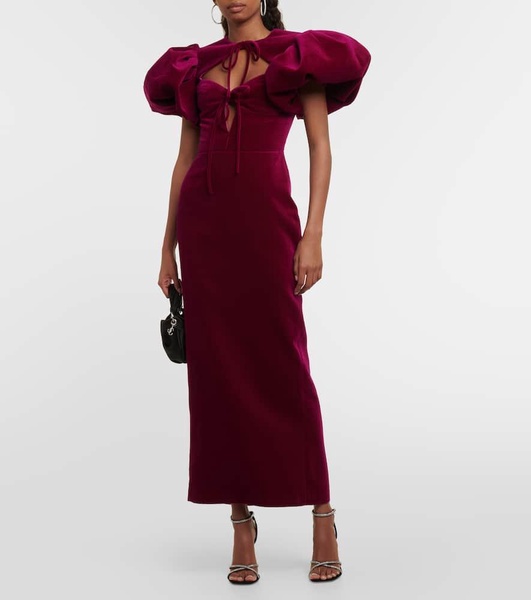 Cutout velvet midi dress