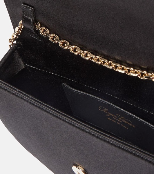 Love embellished satin shoulder bag