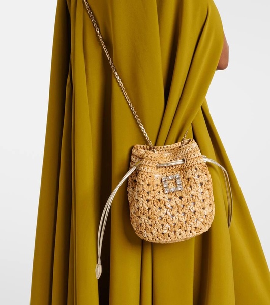 Tres Vivier raffia-effect bucket bag