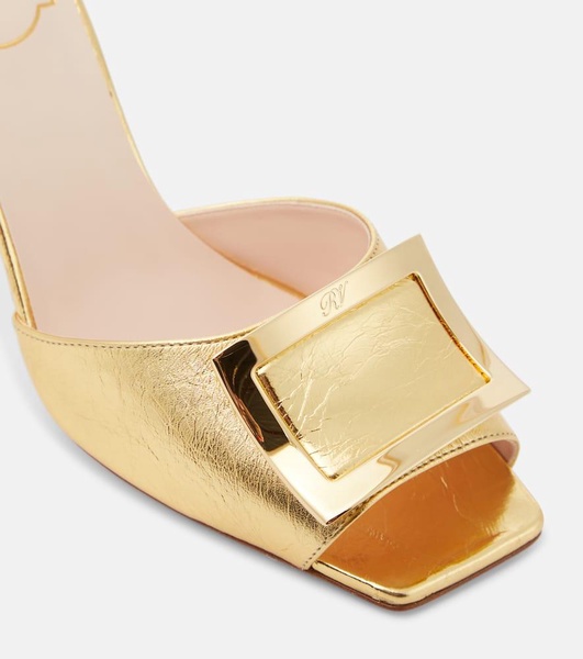 Trumpet metallic leather mules