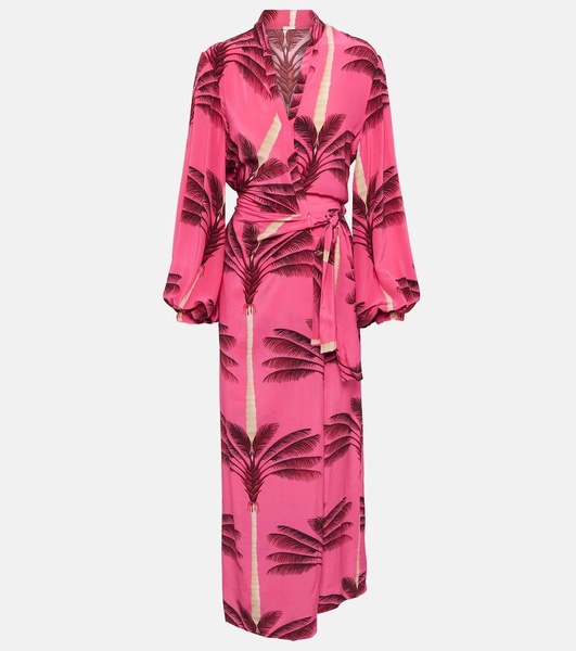 Printed silk crêpe de chine wrap dress