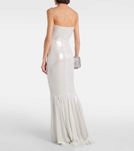 Ruched metallic gown