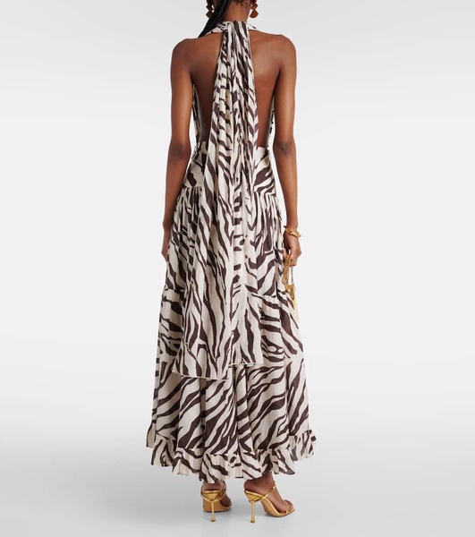 Marie Rose zebra-print cotton maxi dress