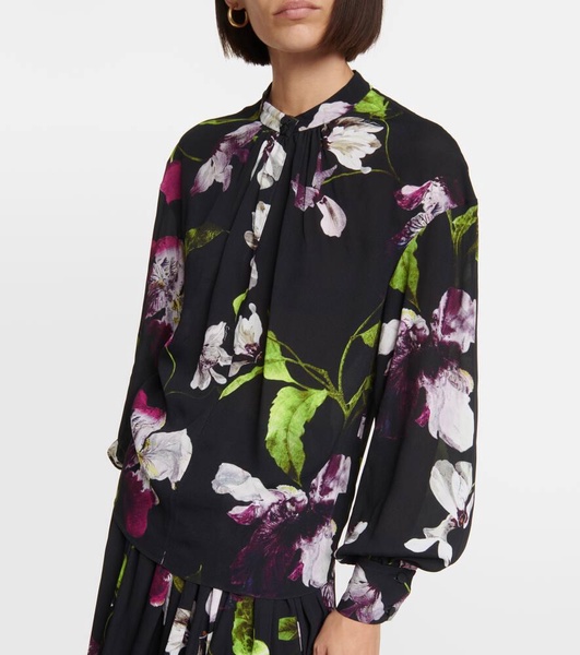 floral-print balloon-sleeve blouse