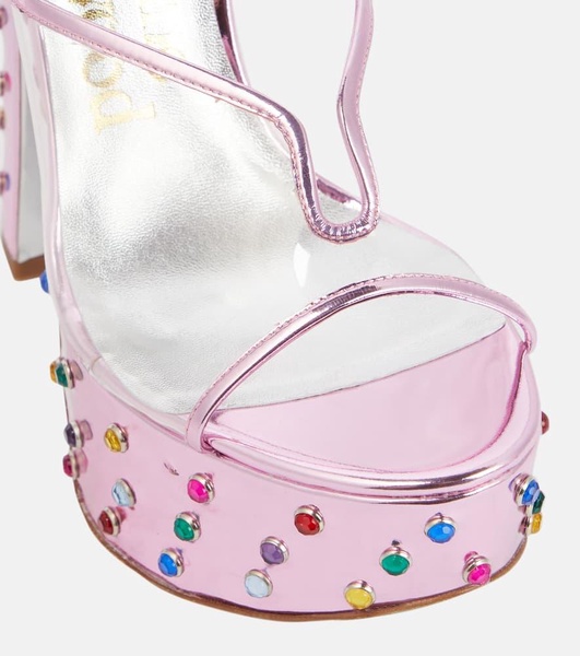 Candy embellished leather platform mules