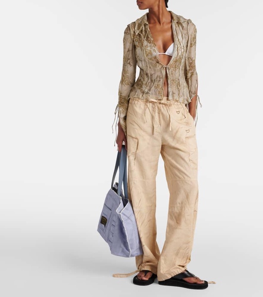 Trompe l'oeil linen and cotton cargo pants