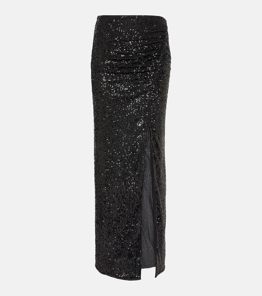 Sequined ruched maxi skirt